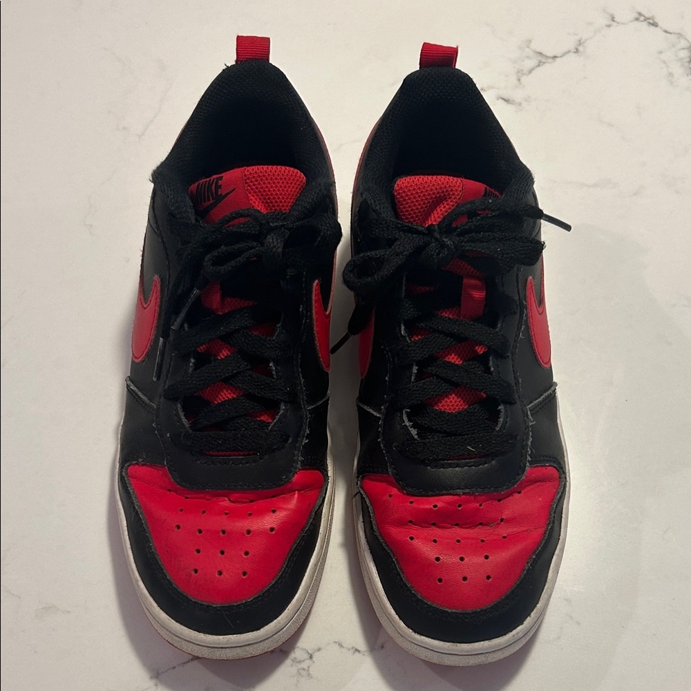 Nike Boys Court Borough Low Recraft Black and Red Sneakets